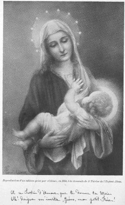 LA VIERGE-MÈRE Reproduction d'un tableau peint par «Céline», en 1864 à la demande de Sr Thérèse de l'Enfant-Jésus.
