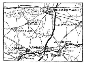 REGION OF HANGARD AND VILLERS-BRETONNEUX, WHERE GERMANS USED TANKS FOR THE FIRST TIME
