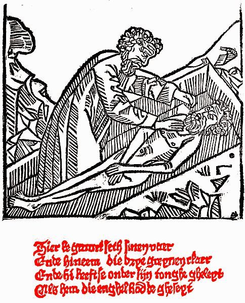 drawing with Dutch text in blackletter