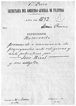 Case secretly filed against Rizal.