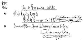 Burial record of Rizal in the Paco register.